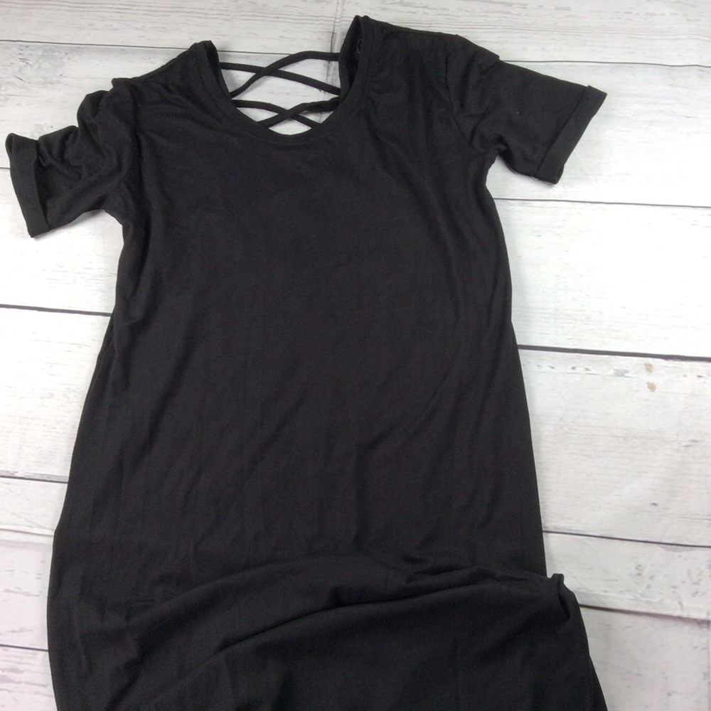 Daily Collection Cross Back Soft Stretchy Maxi Dress Size L Black NWT